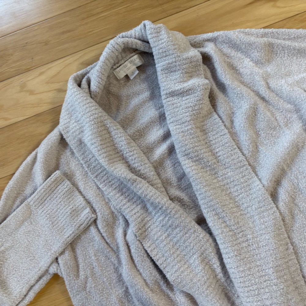 Barefoot Dreams CozyChic Lite Circle Cardigan Womens Sz S Dove Gray Open Sweater - Picture 2 of 8